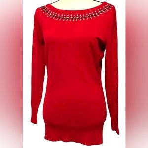 Bisou Bisou BLINGED OUT! embellished VALENTINES DAY sweater size medium. EUC😊❤️